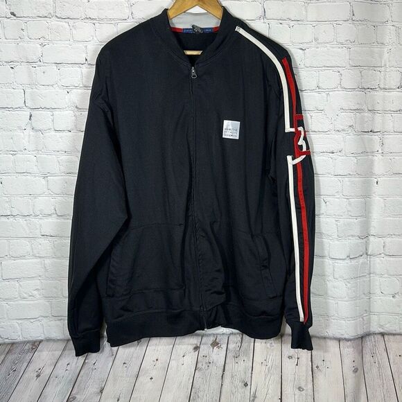 Marithe Francois Girbaud Track Jacket Mens 2XL Full Zip Black Y2K 90s Grunge - Picture 5 of 8